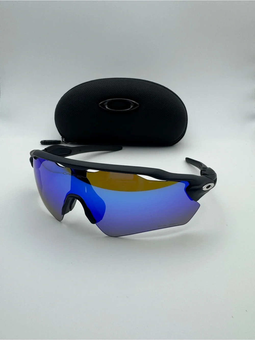 Oakley Radar Matte Black Sunglasses with Blue-Orange Iridium Lens